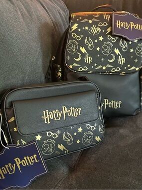 NWT Primark Black and Gold Harry Potter Backpack and Crossbody Bags